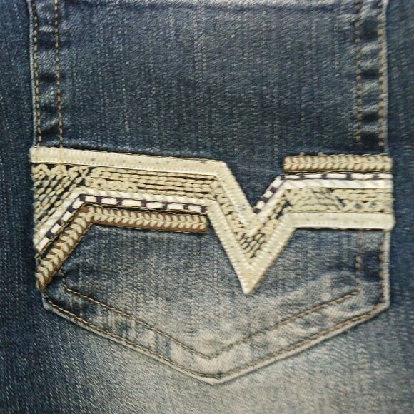 GS115 Men's Streetwear Urban Blue Jean Size 36 Distressed Medium Wash Zip Button - Picture 10 of 16